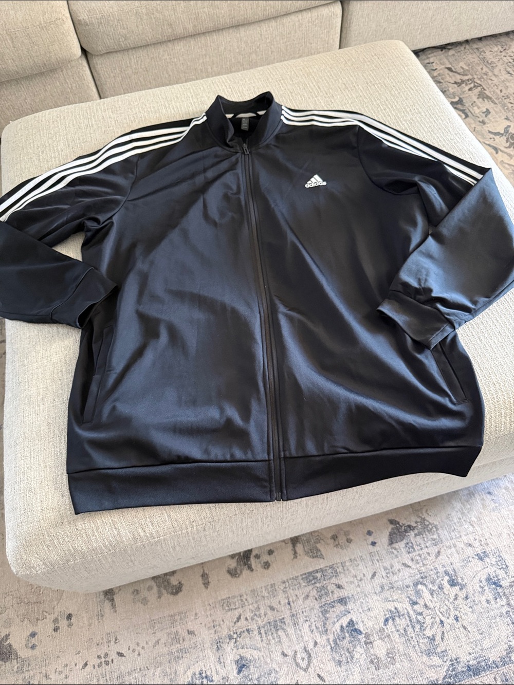 adidas Black Performance Track Jacket with White Stripes